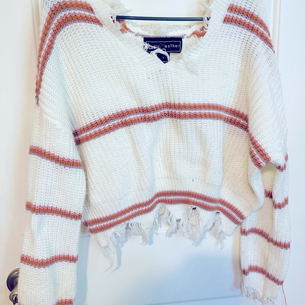 Woman’s sweater pink and white Polly and Esther brand size small